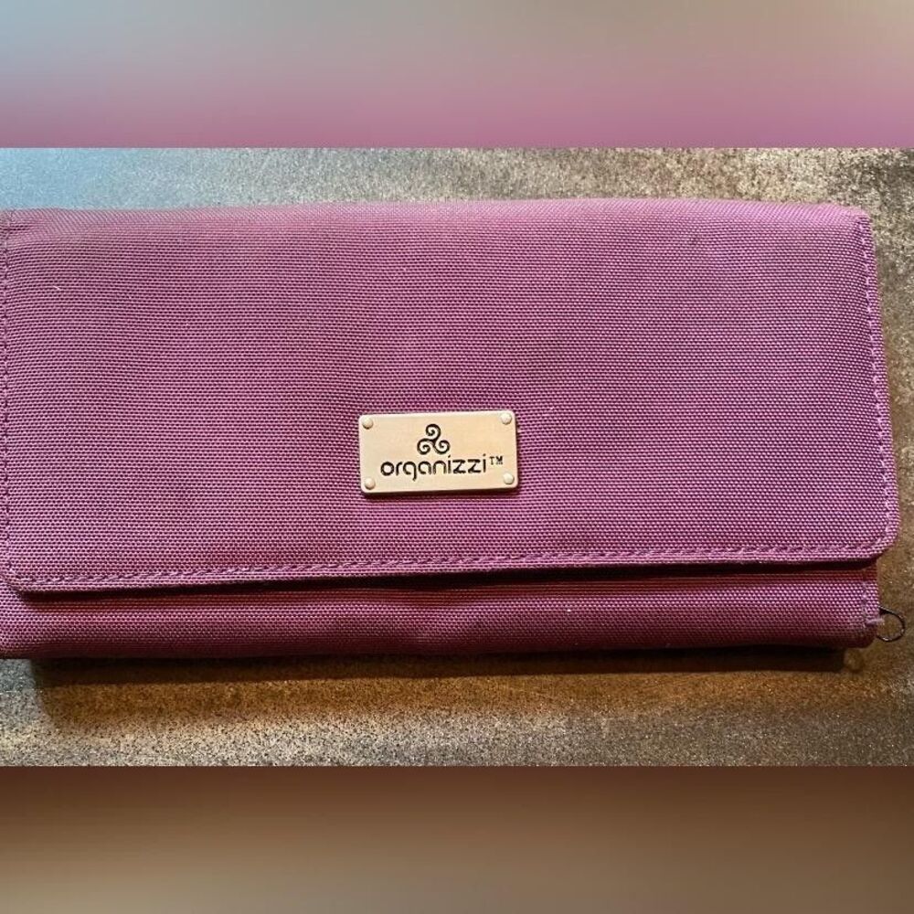 Organizzi Wallet Womens Purple Clutch Organizer Zip Pocket Card Holder Canvas